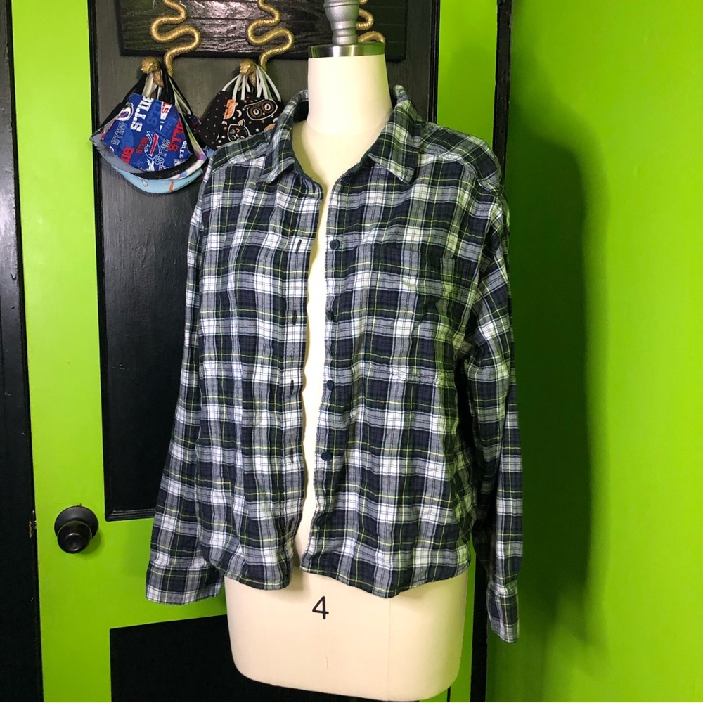 AEO Cropped patchwork flannel - Picture 3 of 5